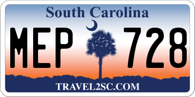 SC license plate MEP728