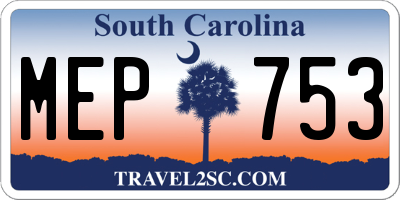 SC license plate MEP753
