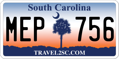 SC license plate MEP756