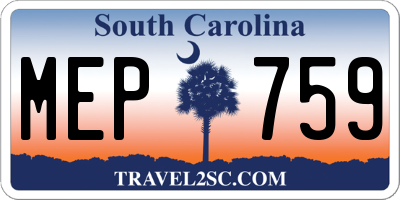 SC license plate MEP759