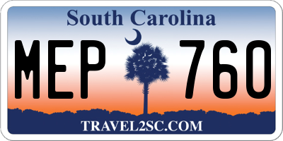 SC license plate MEP760