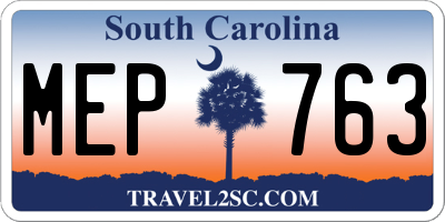 SC license plate MEP763