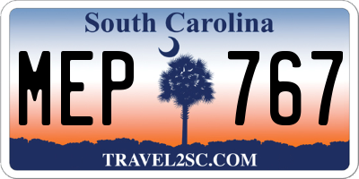 SC license plate MEP767