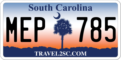 SC license plate MEP785
