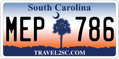 SC license plate MEP786