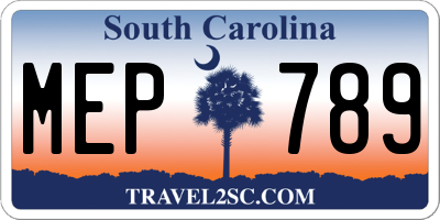 SC license plate MEP789
