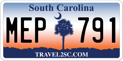 SC license plate MEP791