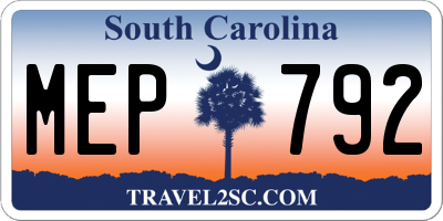 SC license plate MEP792