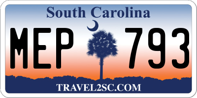 SC license plate MEP793