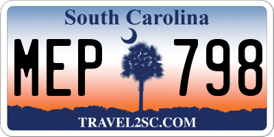 SC license plate MEP798