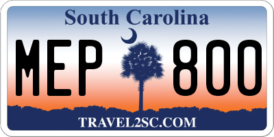 SC license plate MEP800