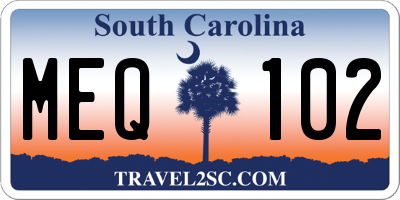 SC license plate MEQ102