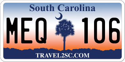 SC license plate MEQ106