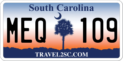 SC license plate MEQ109