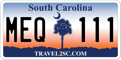 SC license plate MEQ111