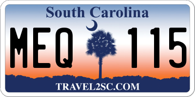 SC license plate MEQ115