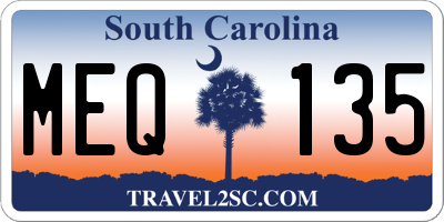 SC license plate MEQ135