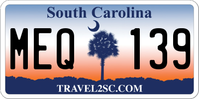 SC license plate MEQ139