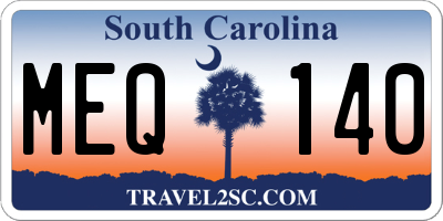 SC license plate MEQ140