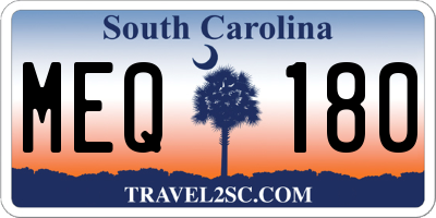 SC license plate MEQ180