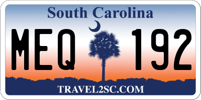SC license plate MEQ192