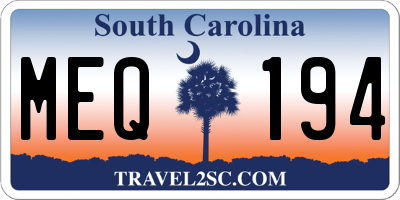 SC license plate MEQ194