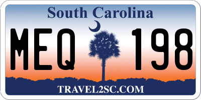 SC license plate MEQ198