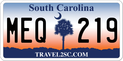 SC license plate MEQ219