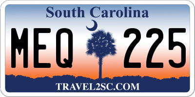 SC license plate MEQ225