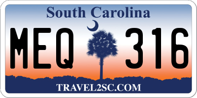 SC license plate MEQ316