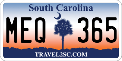 SC license plate MEQ365