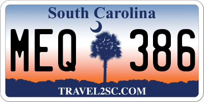 SC license plate MEQ386