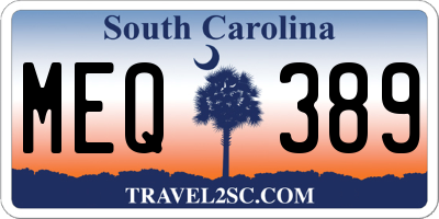 SC license plate MEQ389