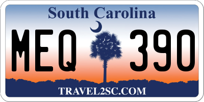 SC license plate MEQ390
