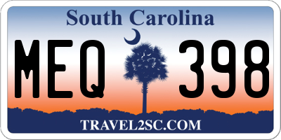 SC license plate MEQ398