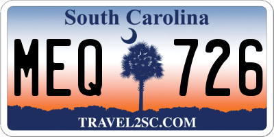 SC license plate MEQ726