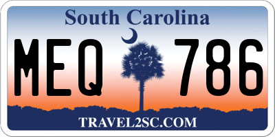 SC license plate MEQ786