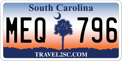 SC license plate MEQ796