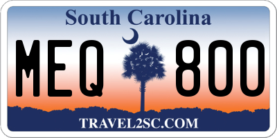 SC license plate MEQ800