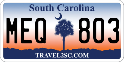 SC license plate MEQ803