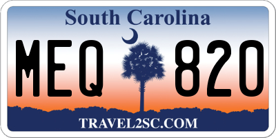 SC license plate MEQ820