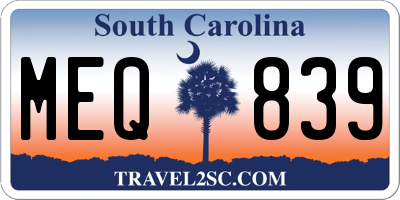 SC license plate MEQ839