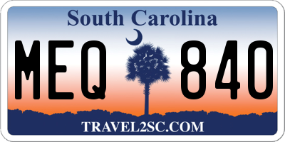 SC license plate MEQ840