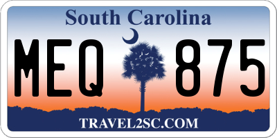 SC license plate MEQ875