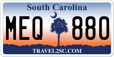 SC license plate MEQ880