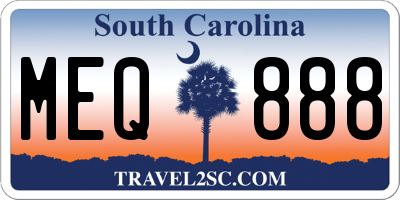 SC license plate MEQ888