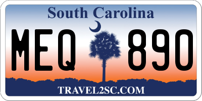 SC license plate MEQ890