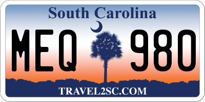 SC license plate MEQ980