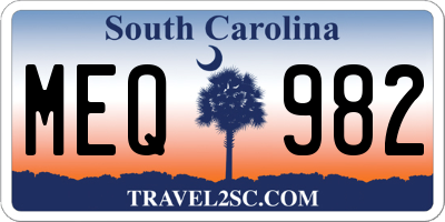 SC license plate MEQ982