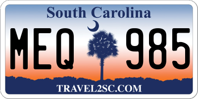 SC license plate MEQ985